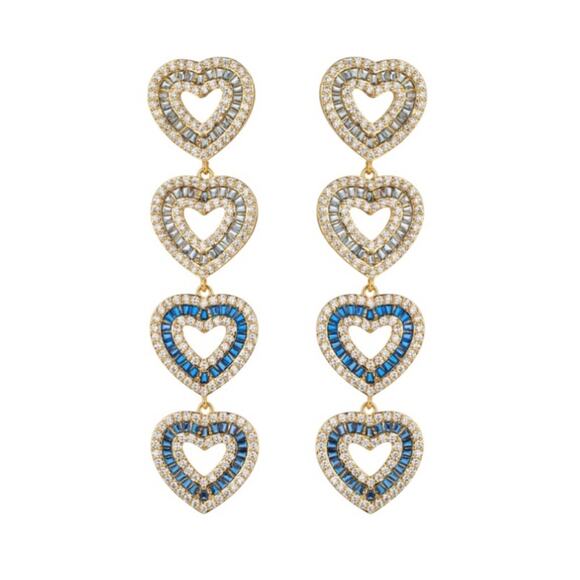 EYE CANDY LOS ANGELES Willow Hearts CZ Drop Earrings NEW - Picture 1 of 5